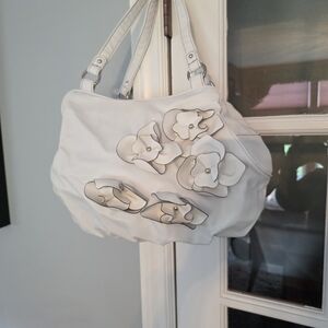 New Chic White Floral Shoulder Bag 13" X 9"